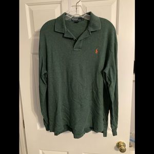 Men’s Long Sleeve Green Polo Tee Shirt